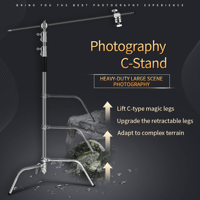 Photography Lighting Softbox - C-Stand Fotoğraf Standı Paslanmaz Çelik, Tutma