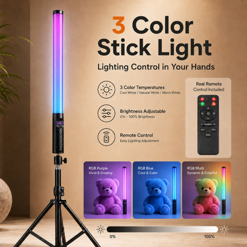 Photography Lighting For Indoor - RGB El Tipi Video Işık Çubuğu,