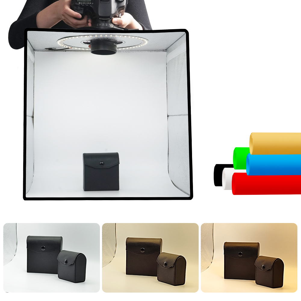Photography Lighting Setup - Lightdow Kısılabilir Fotoğraf Kutusu LED Işık