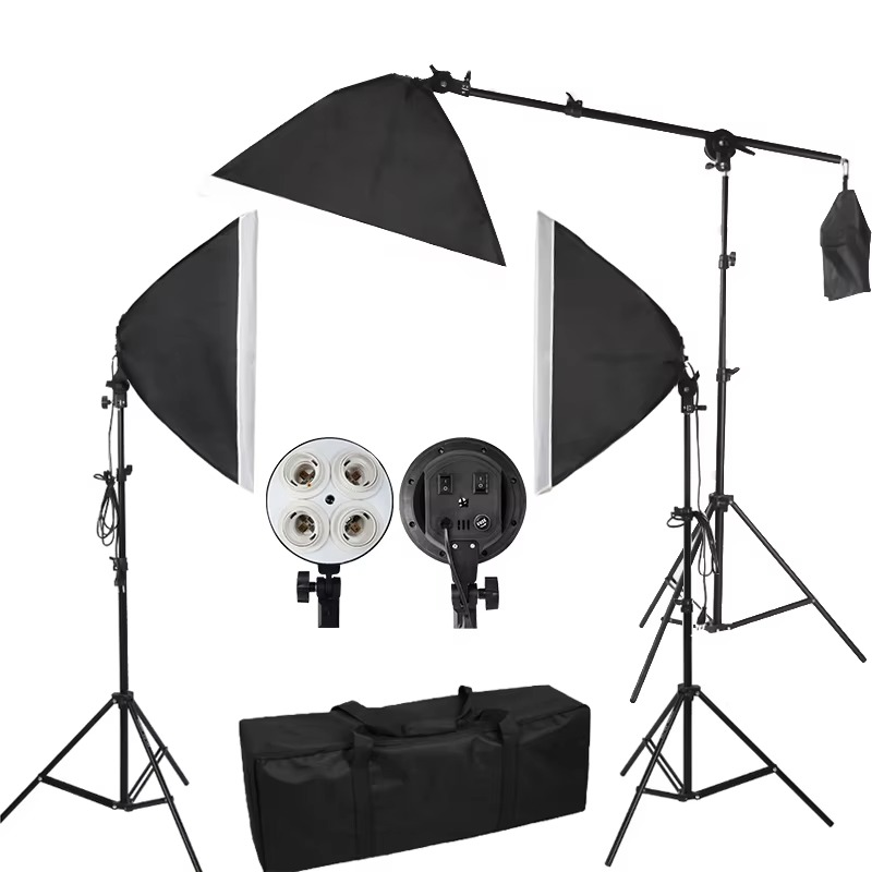 Photography Lighting Overhead - 50x70cm Softbox Kiti, E27 Dört Lamba