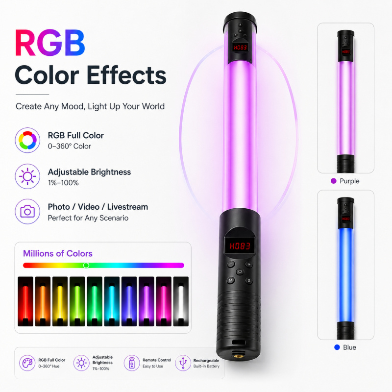 RGB El Tipi Video Işık Çubuğu, - Photography Lighting For Indoor incelemesi ve fiyatı
